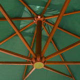Hanging Garden Parasol 300x300 cm Wooden Pole Green