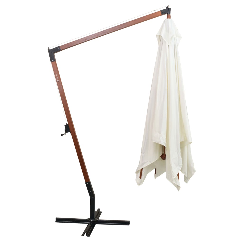 Hanging Garden Parasol 300x300 cm Wooden Pole White