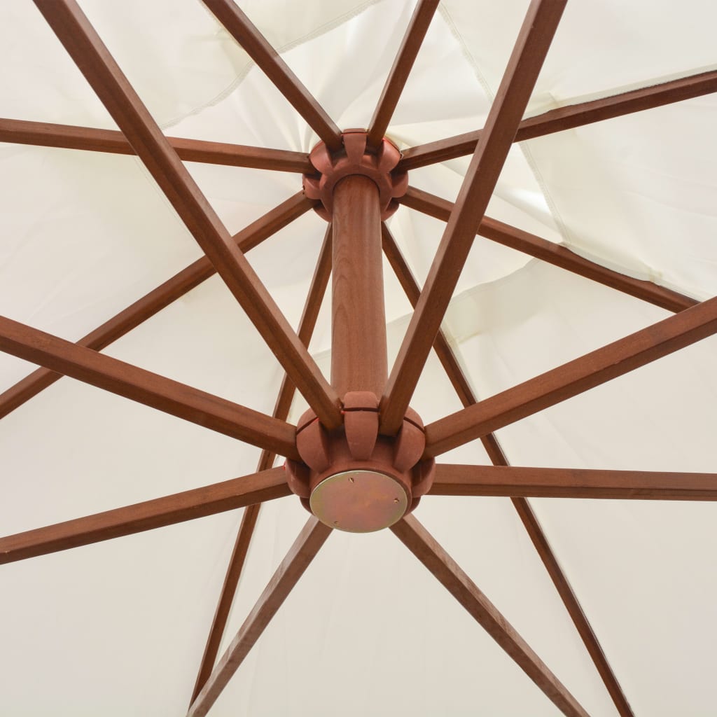 Hanging Garden Parasol 300x300 cm Wooden Pole White