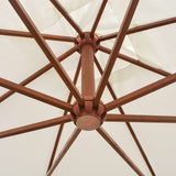 Hanging Garden Parasol 300x300 cm Wooden Pole White