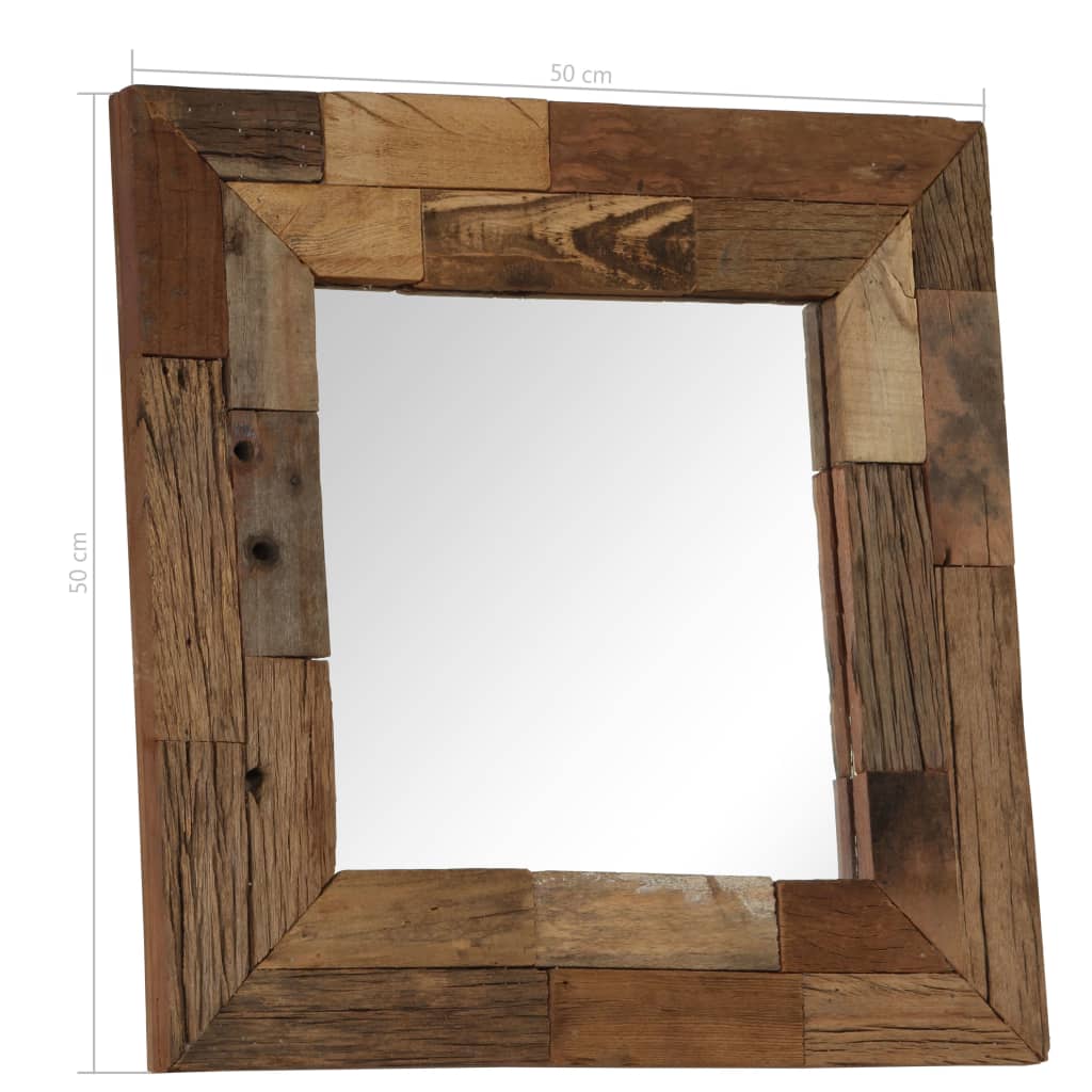 Mirror Solid Reclaimed Wood 50x50 cm