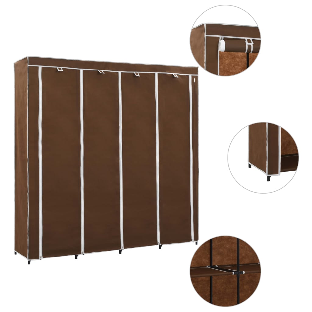 Wardrobe with 4 Compartments Brown 175x45x170 cm