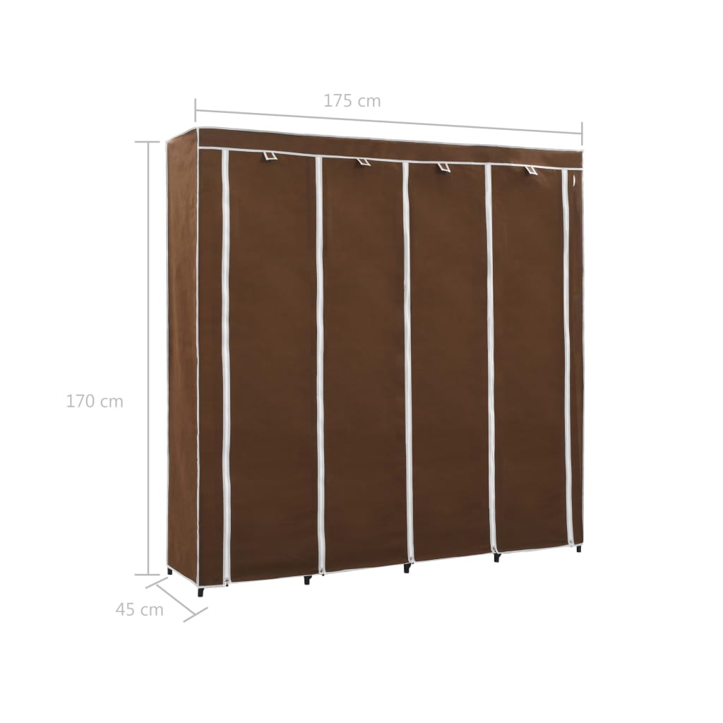 Wardrobe with 4 Compartments Brown 175x45x170 cm