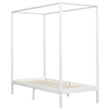 Canopy Bed Frame without Mattress White Solid Wood 100x200 cm