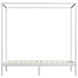Canopy Bed Frame without Mattress White Solid Wood 100x200 cm