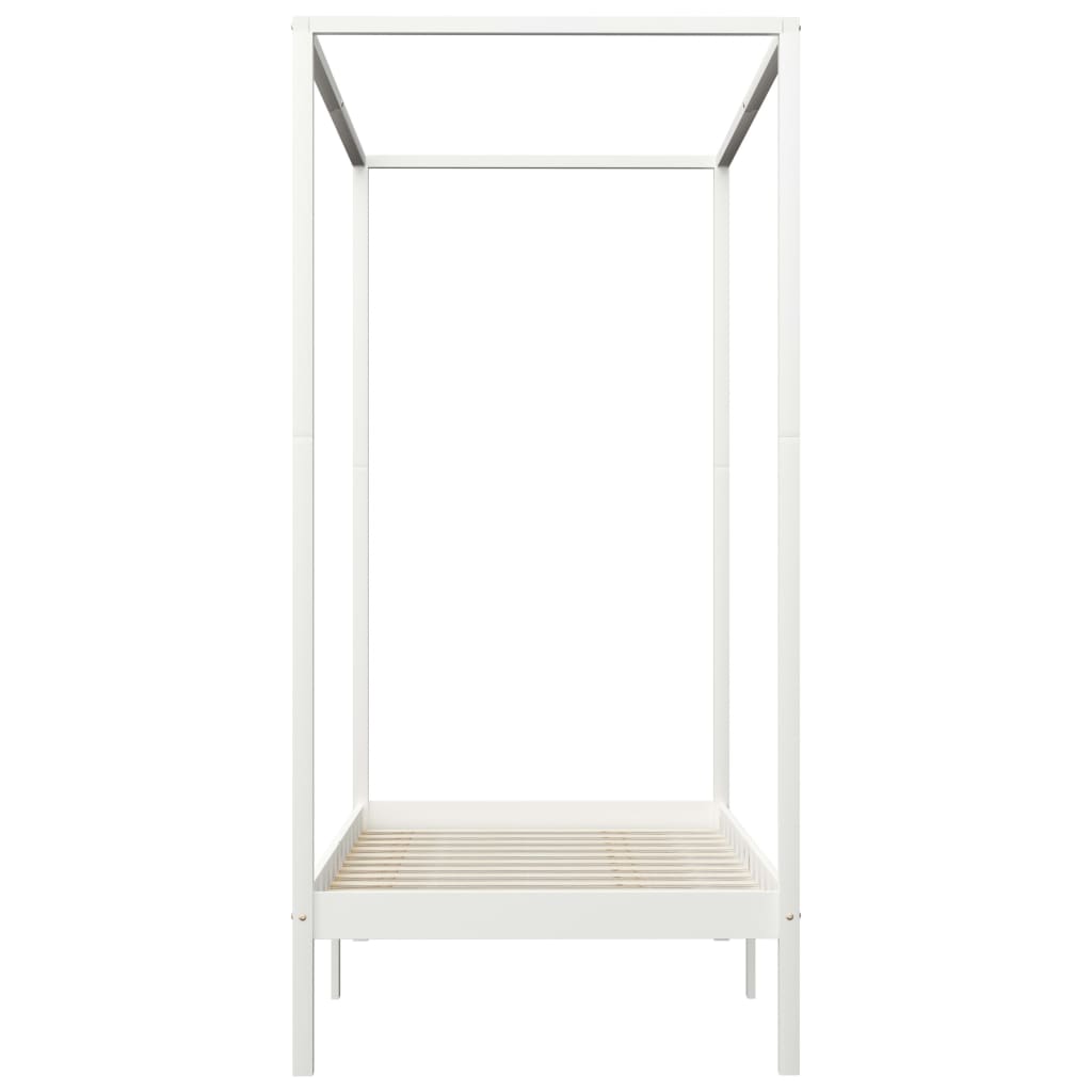Canopy Bed Frame without Mattress White Solid Wood 100x200 cm