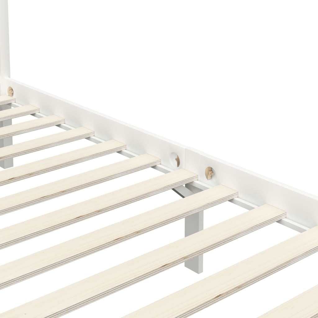 Canopy Bed Frame without Mattress White Solid Wood 100x200 cm