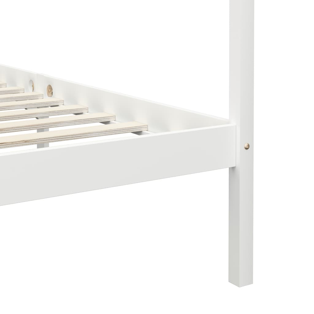 Canopy Bed Frame without Mattress White Solid Wood 100x200 cm