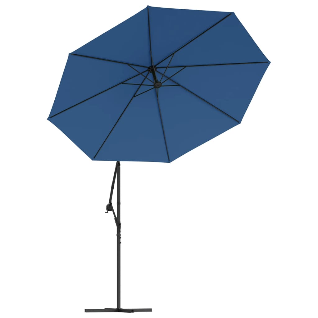 Cantilever Garden Parasol with LED Lights and Steel Pole 300 cm Azure
