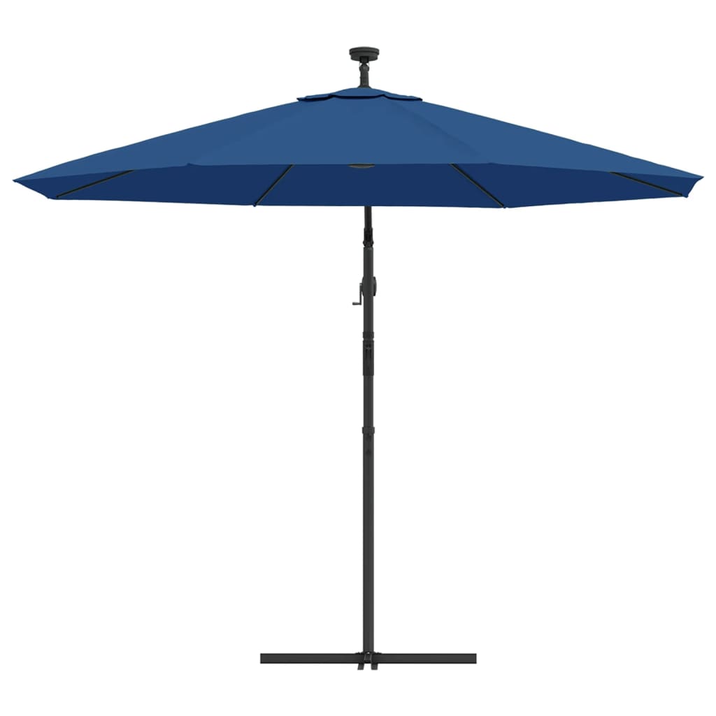 Cantilever Garden Parasol with LED Lights and Steel Pole 300 cm Azure