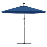 Cantilever Garden Parasol with LED Lights and Steel Pole 300 cm Azure