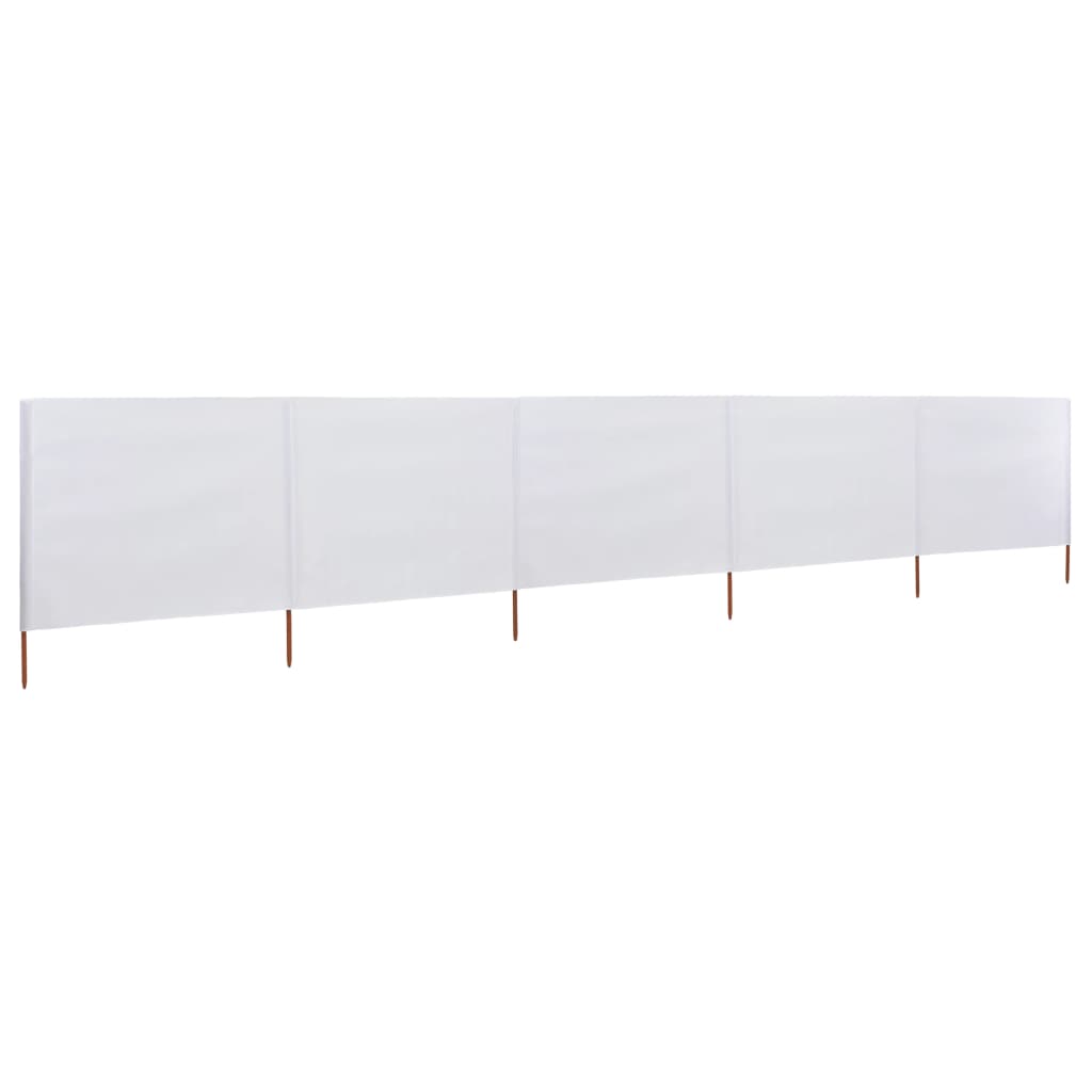 5-panel Wind Screen Fabric 600x80 cm Sand White