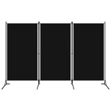 3-Panel Room Divider Black 260x180 cm