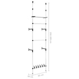 Telescopic Wardrobe System with Rods and Shelf Aluminium
