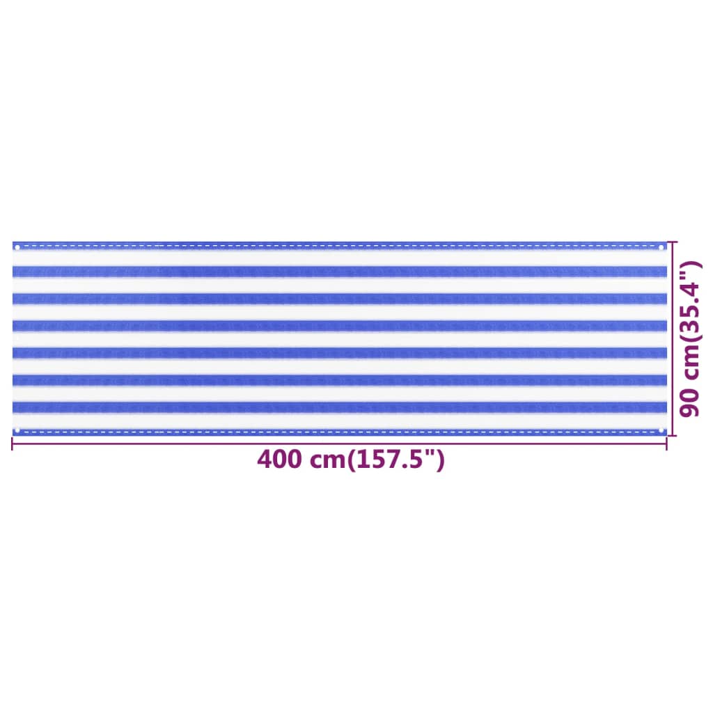 Balcony Screen Blue and White 90x400 cm HDPE
