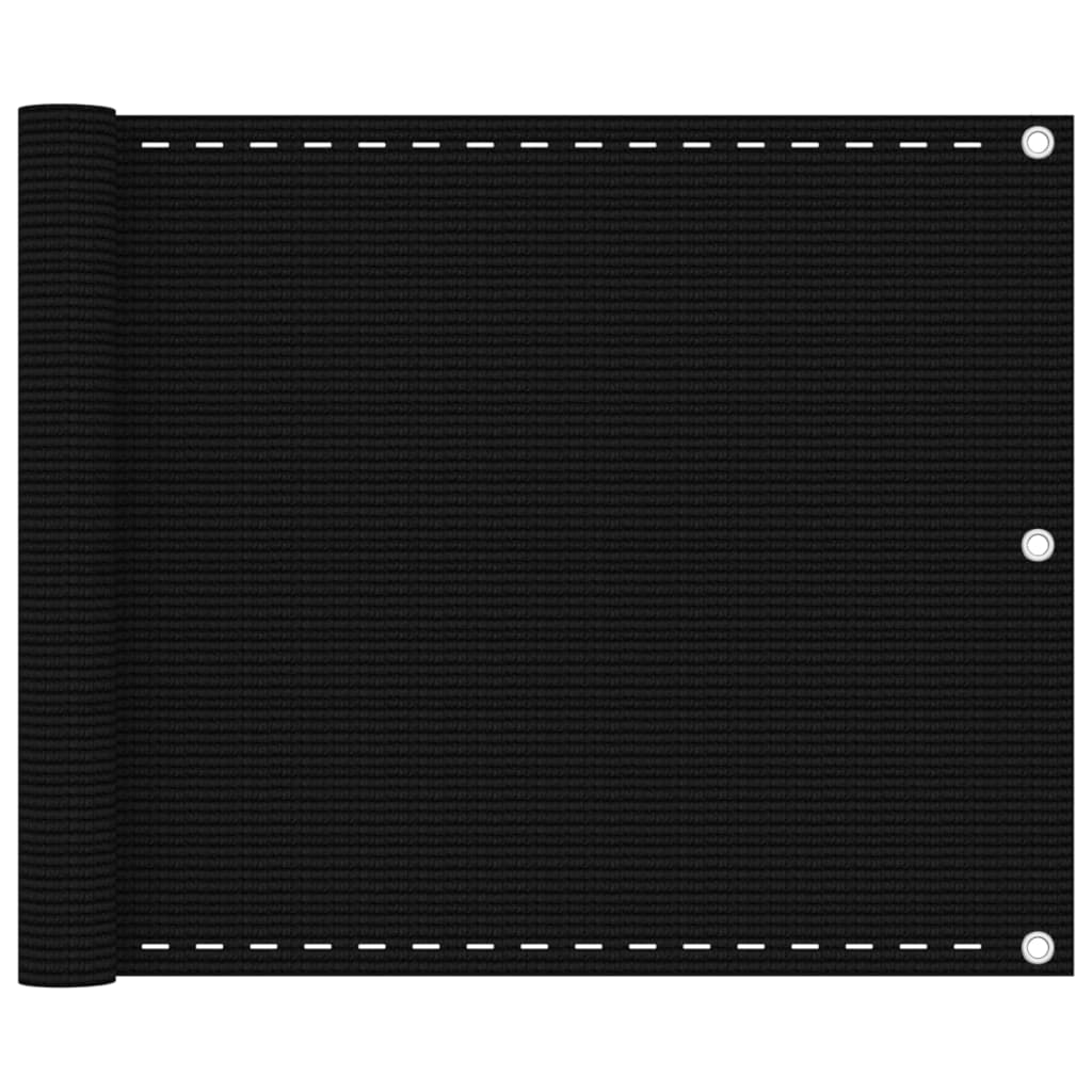 Balcony Screen Black 75x500 cm HDPE