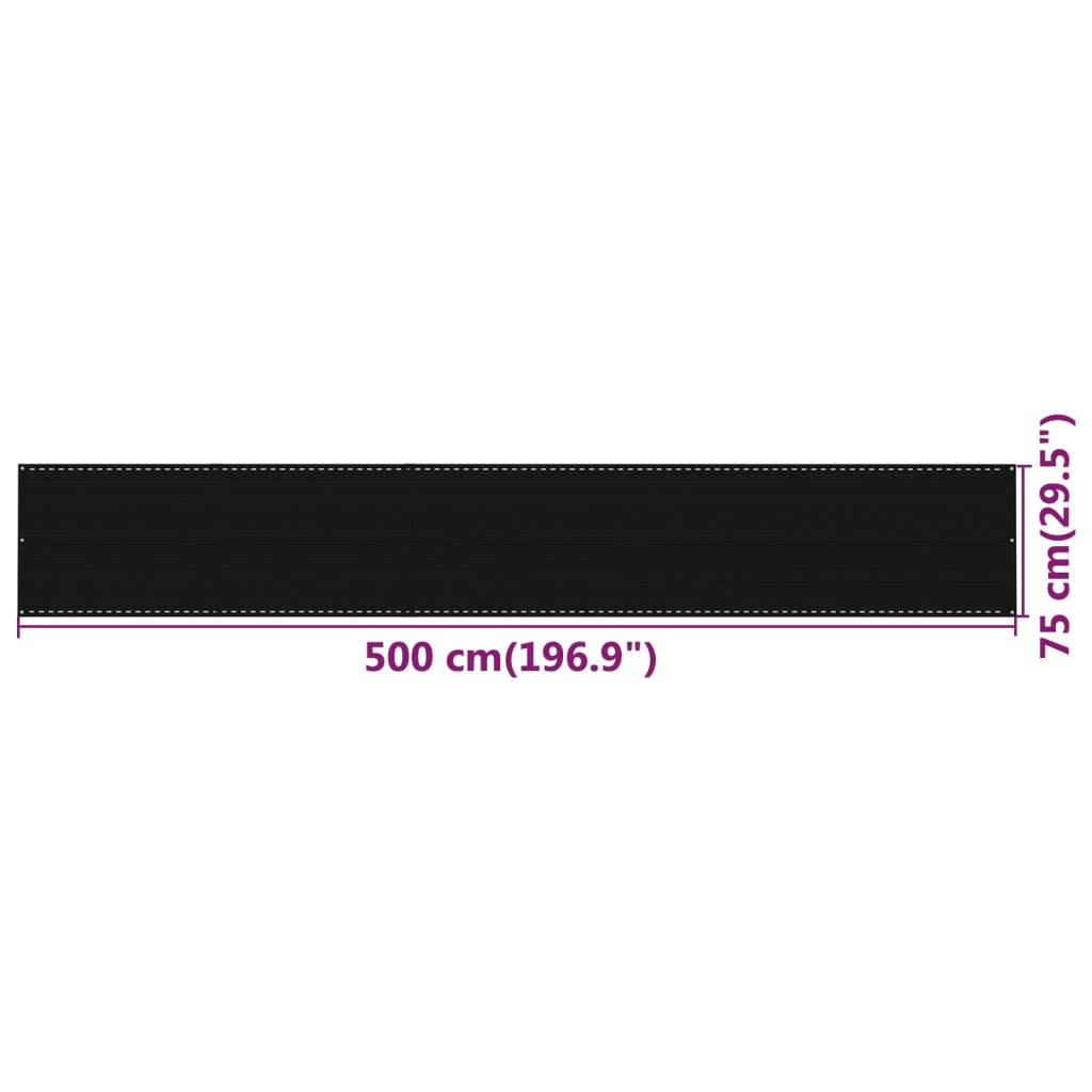 Balcony Screen Black 75x500 cm HDPE