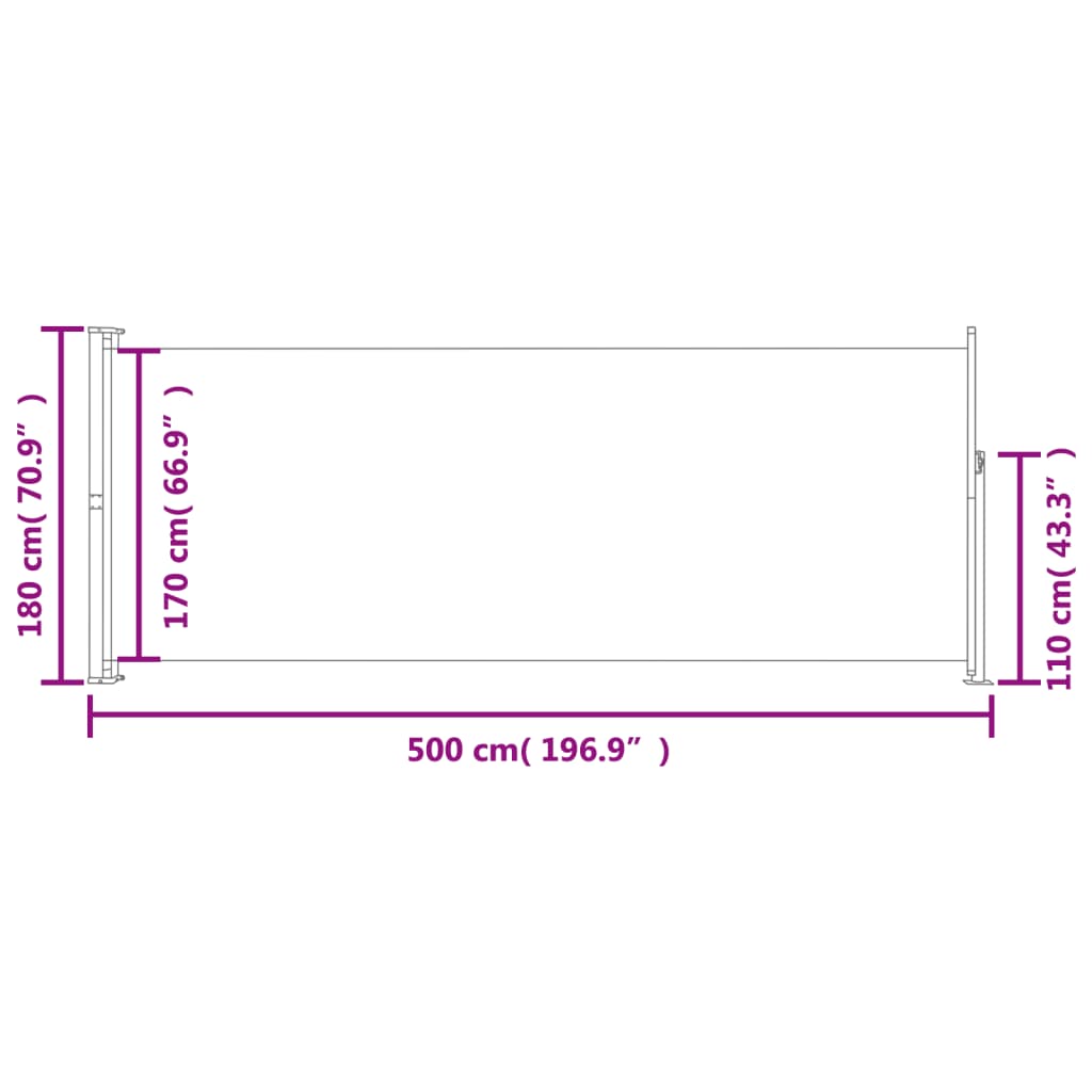 Patio Retractable Side Awning 180x500 cm Blue