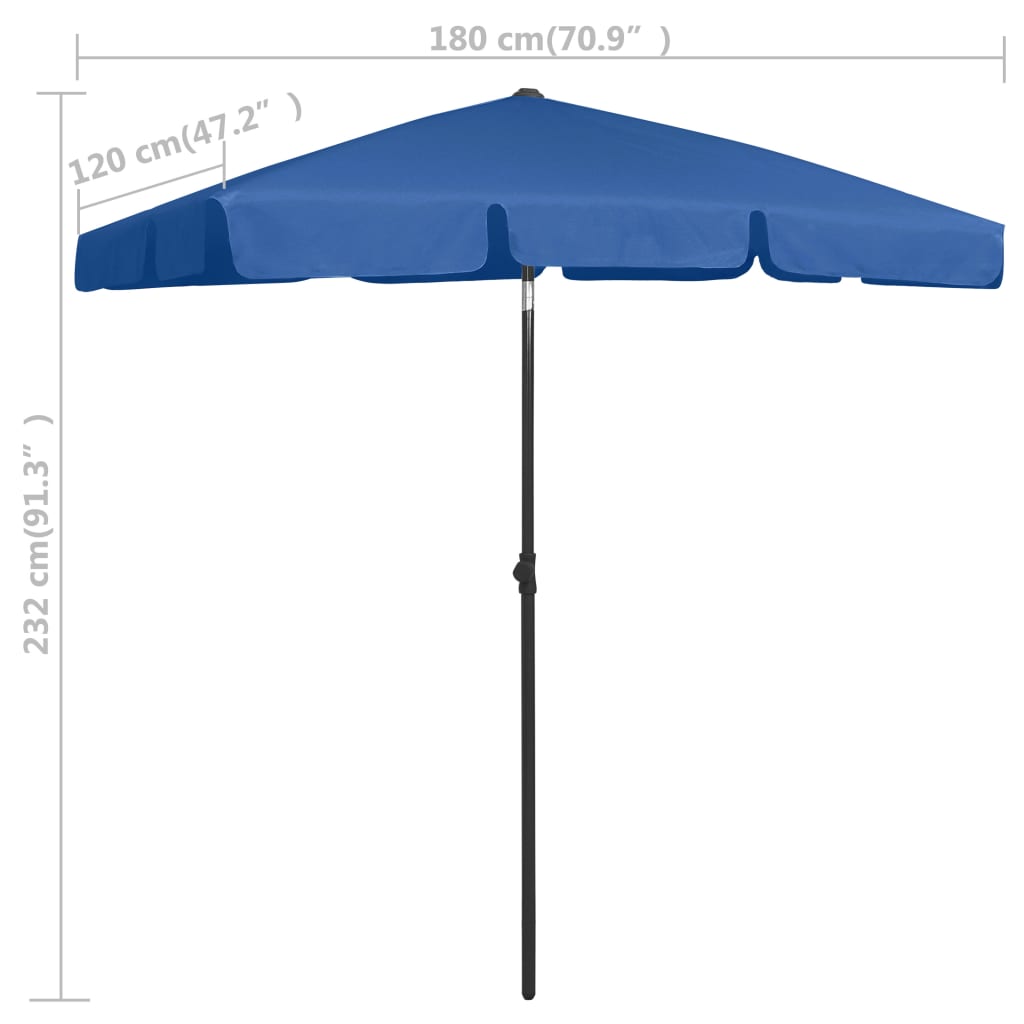 Beach Parasol Azure Blue 180x120 cm