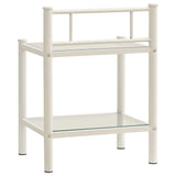 Bedside Cabinet White&Transparent 45x34.5x60.5 cm Metal & Glass
