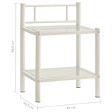 Bedside Cabinet White&Transparent 45x34.5x60.5 cm Metal & Glass