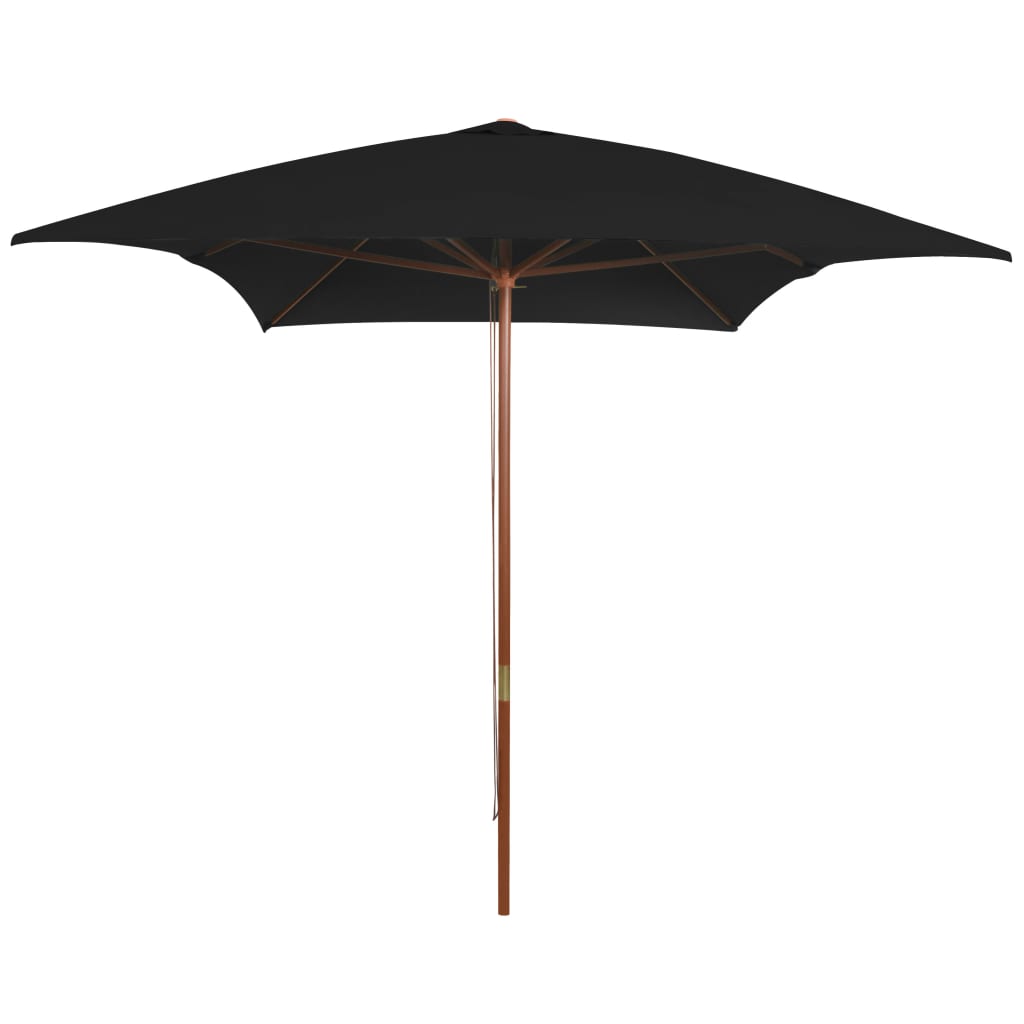 Garden Parasol with Wooden Pole Black 200x300 cm