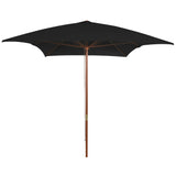 Garden Parasol with Wooden Pole Black 200x300 cm