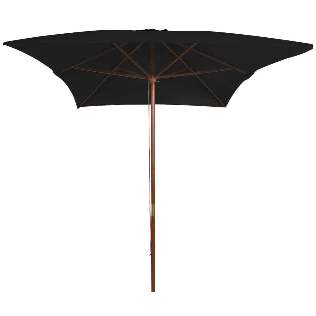 Garden Parasol with Wooden Pole Black 200x300 cm