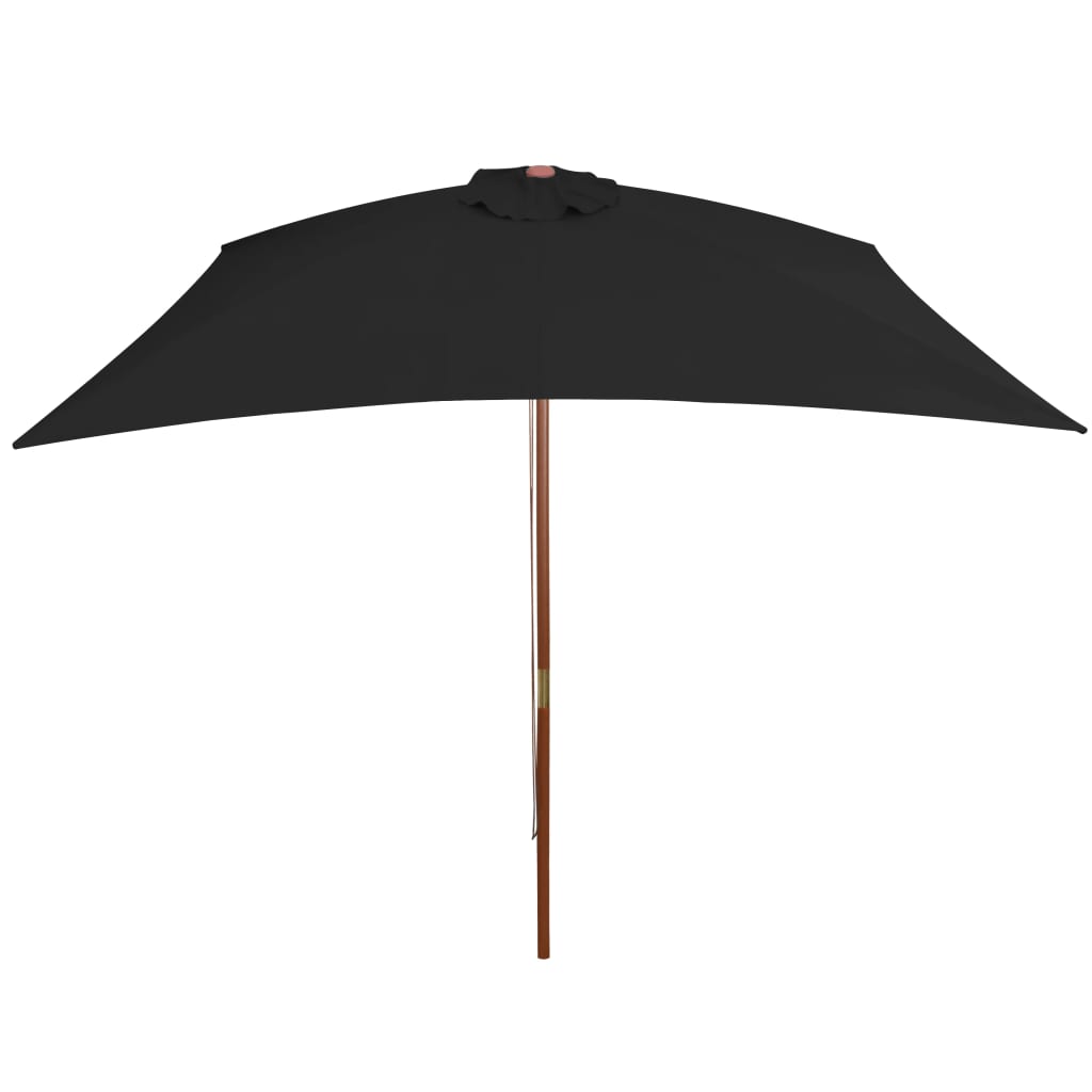 Garden Parasol with Wooden Pole Black 200x300 cm