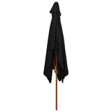 Garden Parasol with Wooden Pole Black 200x300 cm