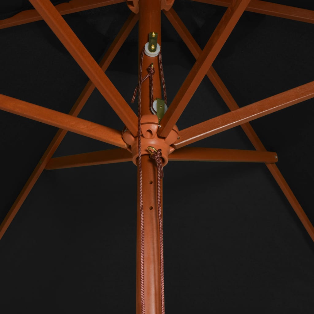 Garden Parasol with Wooden Pole Black 200x300 cm