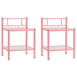 Bedside Cabinets 2 pcs Pink and Transparent Metal and Glass