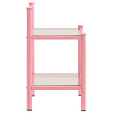 Bedside Cabinets 2 pcs Pink and Transparent Metal and Glass