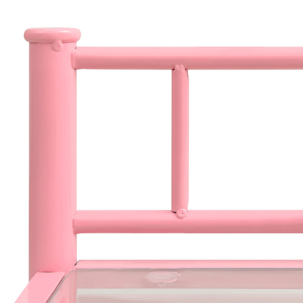 Bedside Cabinets 2 pcs Pink and Transparent Metal and Glass