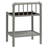 Bedside Cabinets 2 pcs Grey and Black Metal and Glass