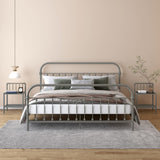 Bedside Cabinets 2 pcs Grey and Black Metal and Glass