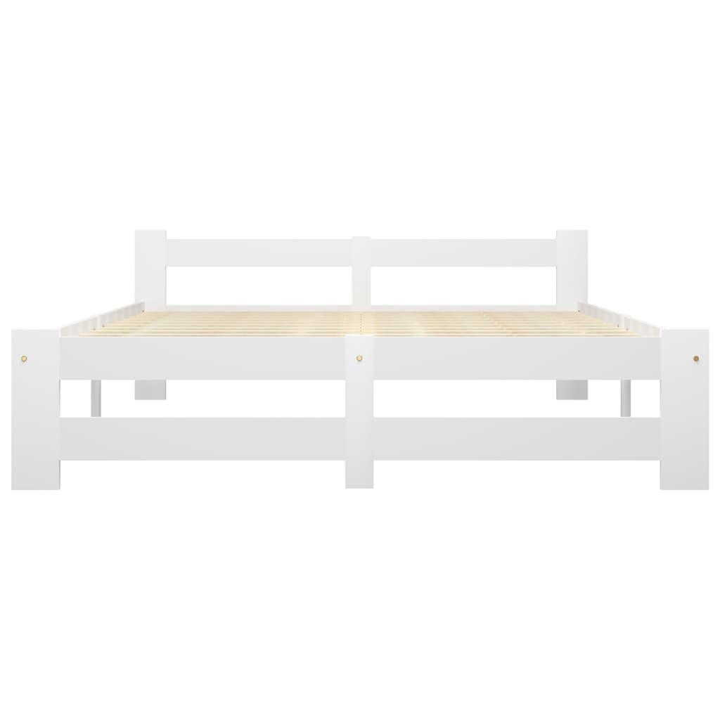 Bed Frame without Mattress White Solid Pine Wood 140x200 cm