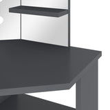 Corner Dressing Table with LED Grey 111x54x141.5 cm