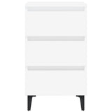 Bed Cabinet with Metal Legs White 40x35x69 cm