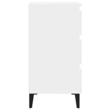 Bed Cabinet with Metal Legs White 40x35x69 cm