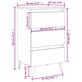 Bed Cabinet with Metal Legs White 40x35x69 cm