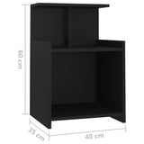 Bed Cabinet Black 40x35x60 cm Engineered Wood