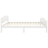 Bed Frame without Mattress White Solid Pine Wood 140x200cm
