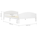 Bed Frame without Mattress White Solid Pine Wood 140x200cm