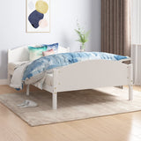 Bed Frame without Mattress White Solid Pine Wood 140x200cm
