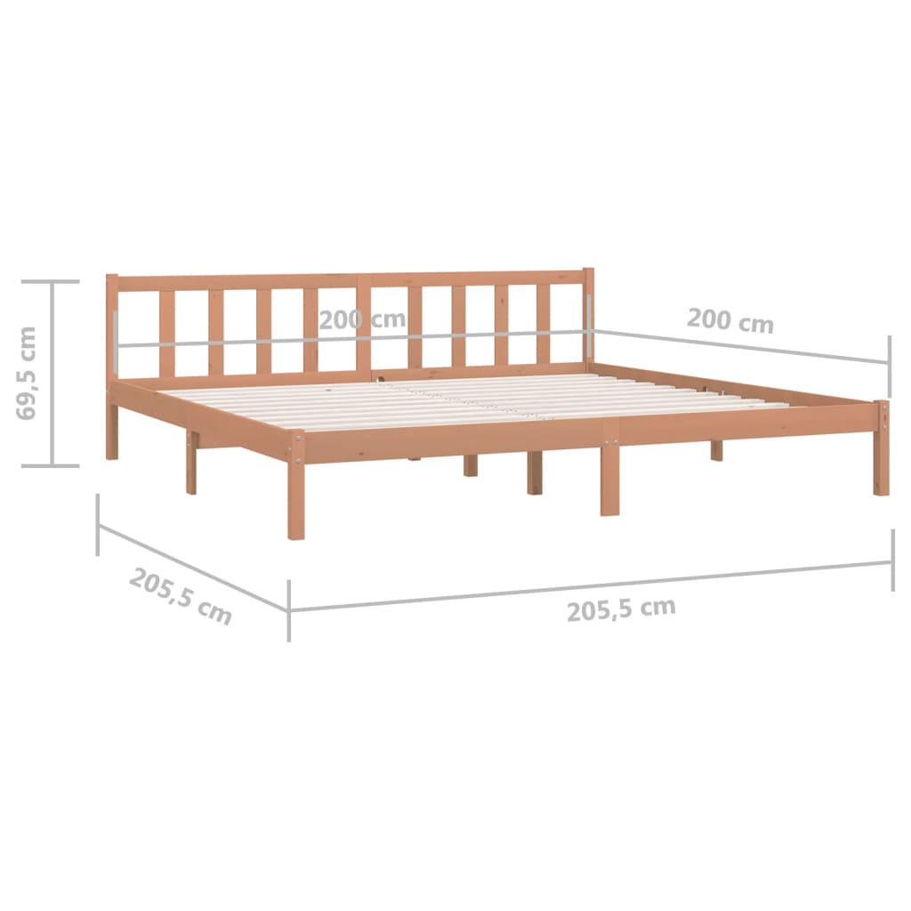 810105 vidaXL Bed Frame without Mattress Honey Brown Solid Wood 200x200 cm