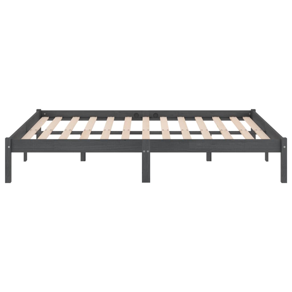810039 vidaXL Bed Frame without Mattress Grey Solid Wood 200x200 cm