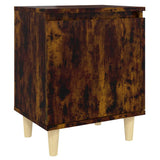 Bed Cabinet with Solid Wood Legs Smoked Oak 40x30x50 cm