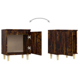 Bed Cabinet with Solid Wood Legs Smoked Oak 40x30x50 cm