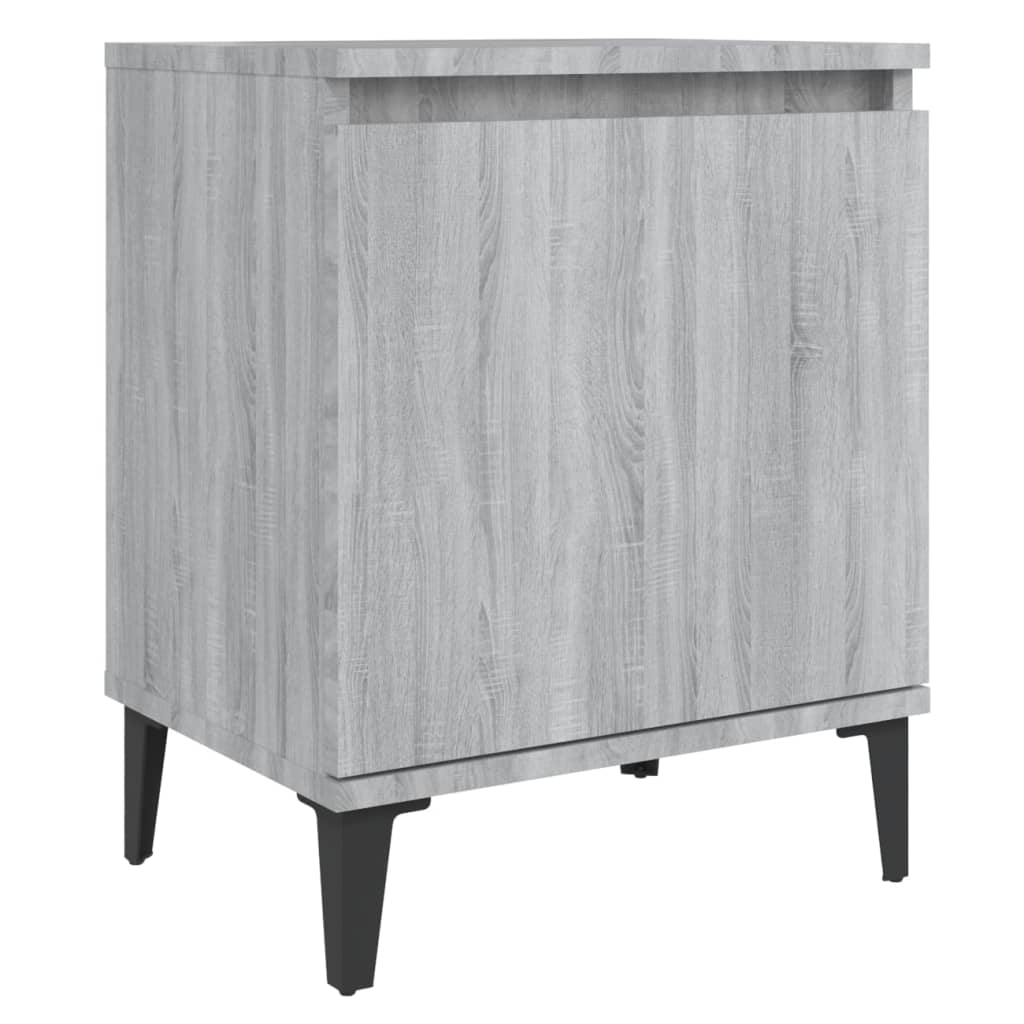 Bed Cabinets with Metal Legs Grey Sonoma 40x30x50 cm